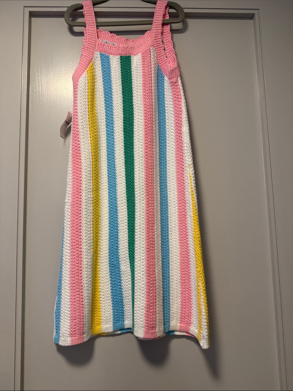 Old Navy Multicolor Striped Knit Tank Dress - Pink, White, Blue, Yellow, Green